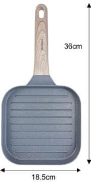 slomart Klausberg grill ponev, siva, 36x18,5 cm, neprijemljiva, leseni ročaj