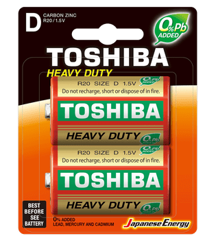 Bateria Toshiba R20 (D) cink-ogljikove baterije, 2 kosi