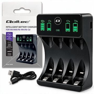 slomart Qoltec polnilnik baterij Ni-MH R03 AAA, R6 AA, LCD, USB-C