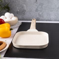 slomart Klausberg grill ponev, bež, 36x18,5 cm, neprijemljiva, leseni ročaj