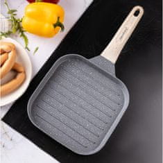 slomart Klausberg grill ponev, siva, 36x18,5 cm, neprijemljiva, leseni ročaj