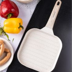 slomart Klausberg grill ponev, bež, 36x18,5 cm, neprijemljiva, leseni ročaj