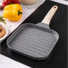 slomart Klausberg grill ponev, siva, 36x18,5 cm, neprijemljiva, leseni ročaj