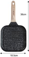 slomart Klausberg grill ponev, črna, 36x18,5 cm, neprijemljiva, leseni ročaj