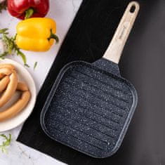 slomart Klausberg grill ponev, črna, 36x18,5 cm, neprijemljiva, leseni ročaj