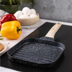 slomart Klausberg grill ponev, črna, 36x18,5 cm, neprijemljiva, leseni ročaj