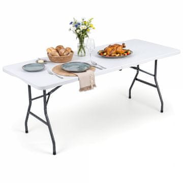 Costway Plastična zložljiva kamping miza 6 ft bela