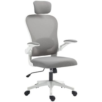 Homestar Ergonomski pisarniški stol z zložljivimi nasloni za roke, nastavljivo ledveno oporo, siv