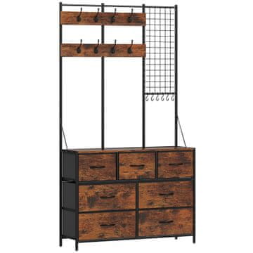 Homestar Stojalo za plašče z tkaninskim predalom 14 kljuk 183 cm rustikalno rjavo