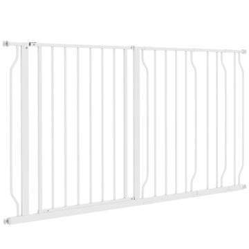 Homestar Ograja za vrata za pse nastavljive dolžine 75-145 cm, jeklen okvir, bela