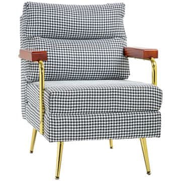 Homestar Fotelj Retro Dizajn Accent Stol Houndstooth Črno Belo