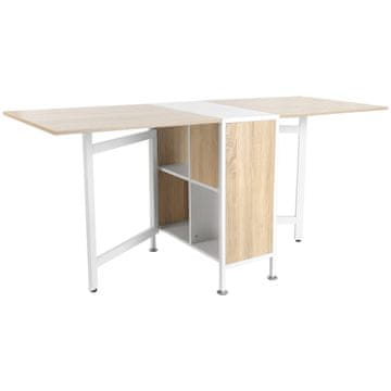 Homestar Zložljiva miza 169x60x75 cm naravni hrast, beli kovinski okvir