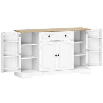Homestar Omara s 4 vrati, predalom, nastavljivo polico, policami na vratih 138x40x85 cm bela