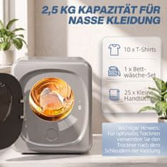 Homestar Kondenzacijski sušilnik 4 kg s pametnim načinom 800 W Kompakten sušilnik z bobnom iz nerjavečega jekla Srebrn