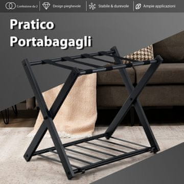 Costway Stojalo za kovčke 2 kosa, zložljivo, črno