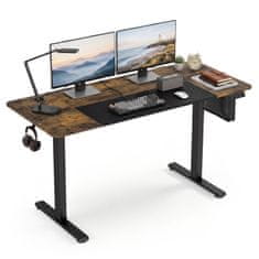 Costway Električno višinsko nastavljiva miza 140x60 cm rustikalno rjava
