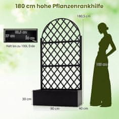 Costway Sadilna korita z mrežo za zasebnost 90x40x180 cm črna