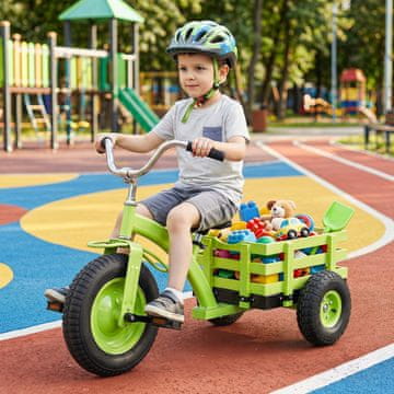 Costway Otroški trikolesnik 15-palčna napihljiva gumijasta kolesa, zelena