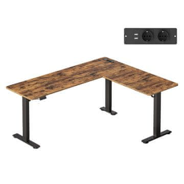 Songmics L-pisalna miza v kotu 190x155 cm z nastavljivo višino