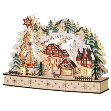 Homestar Božično vasica Zimska pravljica 20 LED lučk 45x12x30 cm naravno lesena