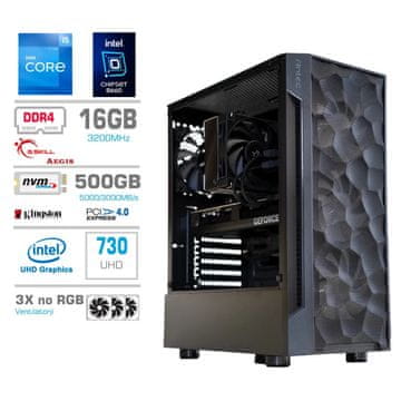 MEGA TWR S7 računalnik, Intel Core i5-12400, 16GB, SSD500GB, Intel 730, FreeDOS