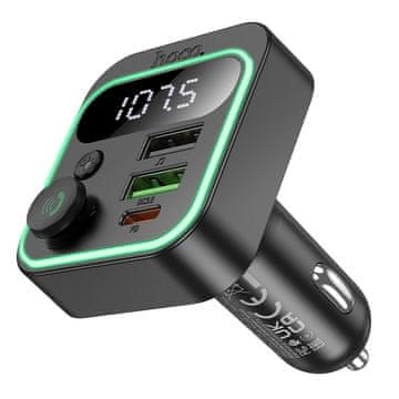 Hoco E85 Bluetooth FM Transmitter avtomobilski polnilec 2x USB / USB-C QC PD 20W, črn