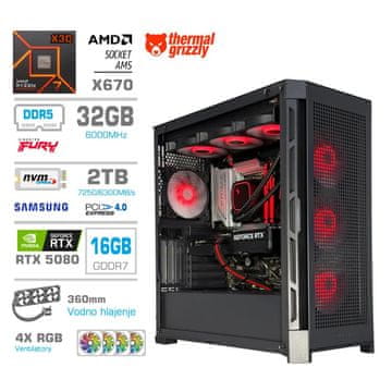 MEGA TWR S11 računalnik, AMD Ryzen 7-9800X3D, 32GB, SSD2TB, RTX5080, FreeDOS