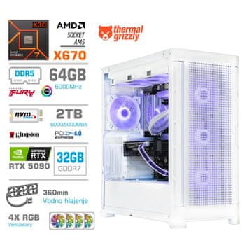 MEGA TWR S11 računalnik, AMD Ryzen 7-7800X3D, 64GB, SSD2TB, RTX5090, FreeDOS