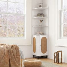 Costway Kotna omara 172 cm, bela – Material: vezana plošča + PE ratan + kovina