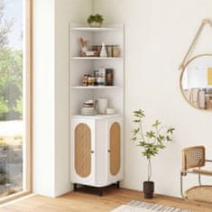 Costway Kotna omara 172 cm, bela – Material: vezana plošča + PE ratan + kovina