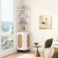 Costway Kotna omara 172 cm, bela – Material: vezana plošča + PE ratan + kovina