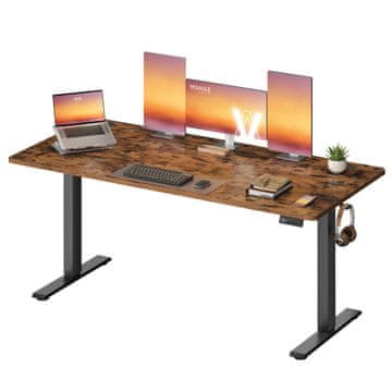 Songmics Višinsko nastavljiva miza 160x70 cm rjava