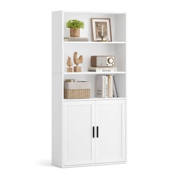 Songmics Knjižna polica s 5 policami in vrati 60x24x145.9 cm