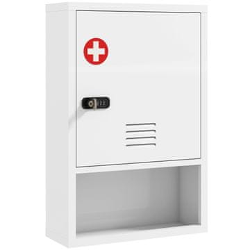 Homestar Stenska medicinska omarica s 3 policami, kombinacijska ključavnica in ključ, bela