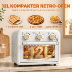 Homestar Mini pečica z zračno cvrtnico 12 litrov 1200 W s 5 programi, pekačem in košaro za cvrtje