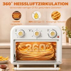Homestar Mini pečica z zračno cvrtnico 12 litrov 1200 W s 5 programi, pekačem in košaro za cvrtje