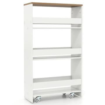 Costway 4-nadstropni premični voziček za shranjevanje 20 cm tanek bel