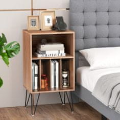 Costway Stojalo za gramofon s polnilno postajo, 3 nivoji, 48x40x88 cm, oreh