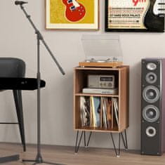Costway Stojalo za gramofon s polnilno postajo, 3 nivoji, 48x40x88 cm, oreh