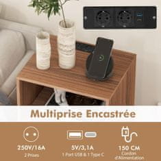 Costway Stojalo za gramofon s polnilno postajo, 3 nivoji, 48x40x88 cm, oreh