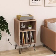 Costway Stojalo za gramofon s polnilno postajo, 3 nivoji, 48x40x88 cm, oreh