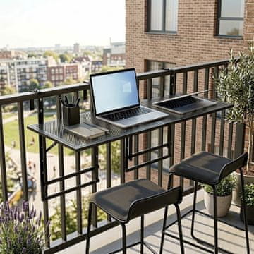 Costway Set balkonske ograje z mizo 2 kosa 48" z 5-stopenjsko nastavljivo višino črna