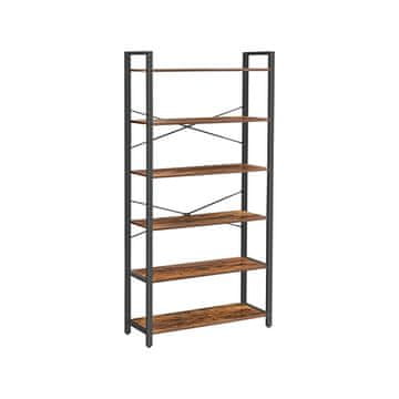 Songmics Knjižna polica s 6 policami 80x30x186 cm rustikalno rjava in črna