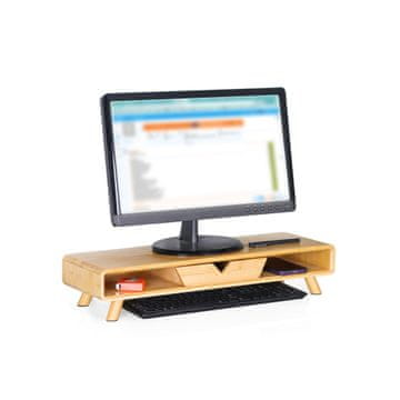 Northix Podstavek za monitor s predalom - bambus, ergonomska oblika
