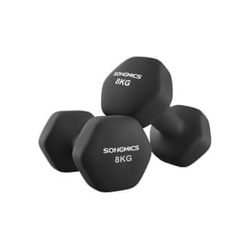 Songmics Set uteži šestkotne oblike 25.2x12.5 cm črne barve, neopren