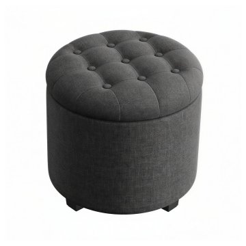 Songmics Okrogla otomanska omarica s shranjevanjem 45x45x44.5 cm temno siva