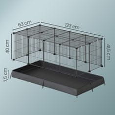 Songmics Ograja za male živali 123x63x41.5 cm črna