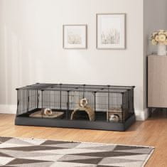 Songmics Ograja za male živali 123x63x41.5 cm črna