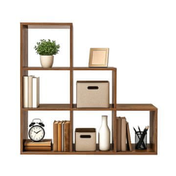 Songmics Knižna polica 6-kockna stopniščna polica 97.5x97.5x29 cm bela