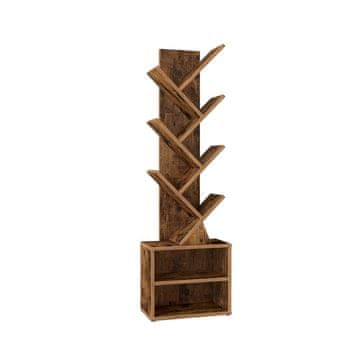 Songmics Knjižna polica v obliki drevesa 20.3x38x123.2 cm rjava